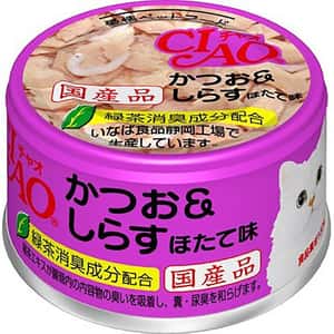 CIAO 貓罐頭 CIAO 貓罐頭 鰹魚+白飯魚+扇貝 85g (紫) (A-12)