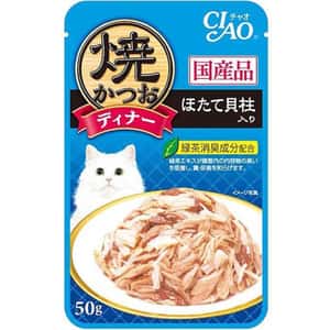 CIAO 貓罐頭 CIAO 貓濕糧 日本燒鰹魚晚餐包 扇貝 50g (藍) (IC-232)