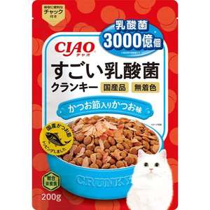 CIAO 貓糧 貓乾糧推薦：CIAO 貓糧 日本3000億個乳酸菌 鰹魚 200g (天藍) (P-252)
