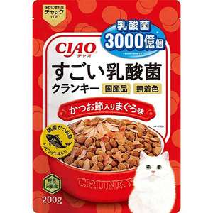 CIAO 貓糧 貓乾糧推薦：CIAO 貓糧 日本3000億個乳酸菌 鰹魚+金槍魚 200g (紅) (P-251)