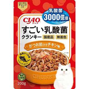 CIAO 貓糧 貓乾糧推薦：CIAO 貓糧 日本3000億個乳酸菌 鰹魚+雞肉 200g (橙) (P-254)