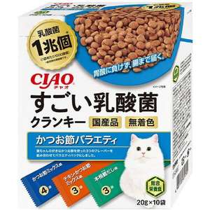 CIAO 貓糧 貓乾糧推薦：CIAO 貓糧 日本1兆個乳酸菌 鰹魚雜錦 20g 10袋入 (P-246)