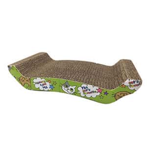 貓抓板 貓爬架 貓玩具 瓦楞紙貓抓板 一面青色一面黃色 兜形