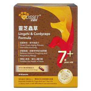 狗狗保健用品推薦：Cosset 靈芝蟲草老年犬專用配方 80粒 (CS0001A)
