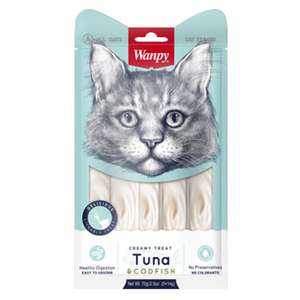 Wanpy 貓零食 寵物零食推薦：Wanpy 日式貓食滋味醬 吞拿魚+鱈魚味 70g (YY871125)