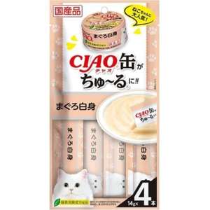CIAO 貓零食 寵物零食推薦：CIAO 肉泥 貓零食 缶之系列 白身金槍魚 14g 4本入 (SC-351)