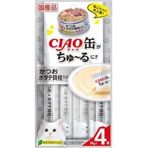 CIAO 貓零食 貓零食 CIAO 肉泥 貓零食 缶之系列 鰹魚+扇貝 14g 4本入 (SC-354)