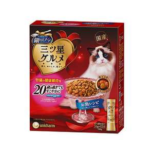 貓零食 寵物零食推薦：Unicharm 貓零食 日本三星銀匙貓脆餅 維持腎臟健康 高齡貓用 240g (20g*12袋入)