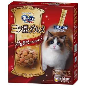 貓零食 寵物零食推薦：Unicharm 貓零食 日本三星銀匙貓脆餅 綜合魚味 240g (20g*12袋入) (G-33)