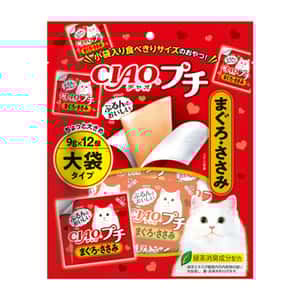 CIAO 貓零食 貓零食 CIAO 貓零食 日本大大塊肉片 金槍魚+雞肉味 9g 12枚 (紅) (TSC-154)