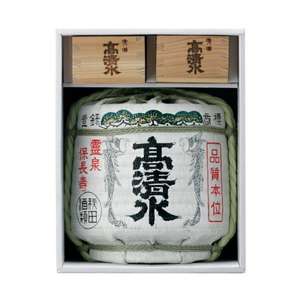 【清酒】高清水 清酒 Sake推薦：秋田酒類 高清水 菰樽 清酒祝樽 1.8L (內含2個品酒專用酒枡 原裝木盒)