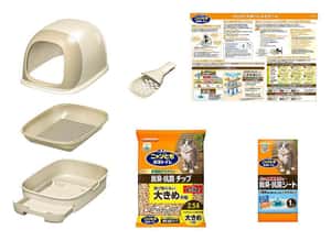 日本花王 高級貓砂盆 有蓋連托盤套裝 (連木砂+1週份鋒葉樹尿墊) (圖片4)