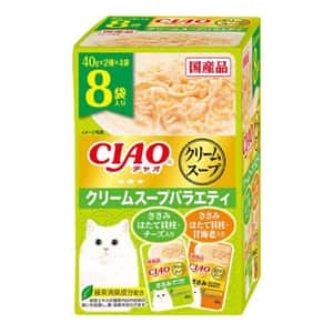 CIAO 貓罐頭 CIAO 貓濕糧 日本忌廉湯包 だしスープ 雞肉扇貝芝士+雞肉扇貝甜蝦 40g 8袋入 (IC-394)