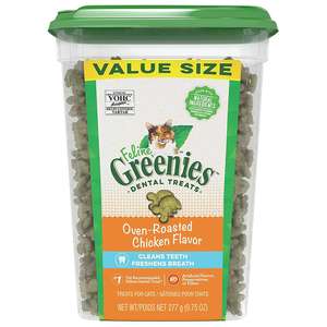 Greenies 貓零食 寵物零食推薦：Greenies Feline貓齒靈 貓零食 貓貓潔齒餅 珍寶桶 烤雞肉味 9.75oz (10205252)