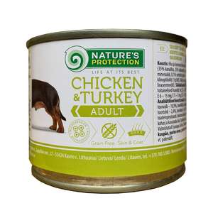 Nature's Protection 狗罐頭 狗濕糧推薦：Nature's Protection 狗罐頭 成犬主食罐 雞+火雞 200g (KIK22200G)