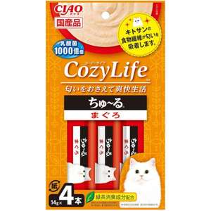 CIAO 貓零食 寵物零食推薦：CIAO 肉泥 貓零食 CozyLife系列 金槍魚肉醬 14g 4本入 (紅) (SC-401)