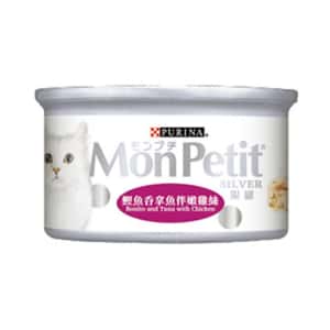 MonPetit 貓罐頭 MonPetit 貓罐頭 銀罐系列 鰹魚吞拿魚伴嫩雞絲 80g (粉紅)