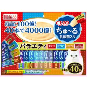 CIAO 貓零食 貓零食 CIAO 肉泥 貓零食 100億個乳酸菌 金槍魚+鰹魚+雞肉+金槍魚海鮮混合 14g 40本入 (SC-235)