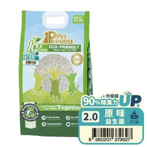 豆腐貓砂 Pet Promise毛孩承諾 益生菌除臭配方 幼身版2.0 天然玉米豆乳 豆腐貓砂 益生菌原味 17.5L - 原裝行貨