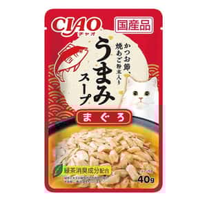 CIAO 貓罐頭 CIAO 貓濕糧 日本滋味湯軟包系列 金槍魚+飛魚乾粉 40g (桃紅) (IC-351)
