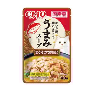 CIAO 貓罐頭 CIAO 貓濕糧 日本滋味湯軟包系列 金槍魚鰹魚節+飛魚乾粉 40g (棕) (IC-354)