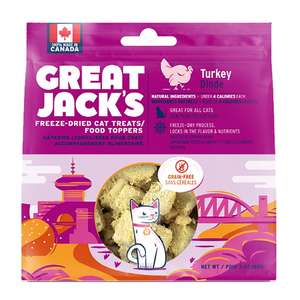 GREAT JACK'S 貓零食 寵物零食推薦：GREAT JACK'S 冷凍脫水貓零食 火雞肉 3oz (CJ1183)