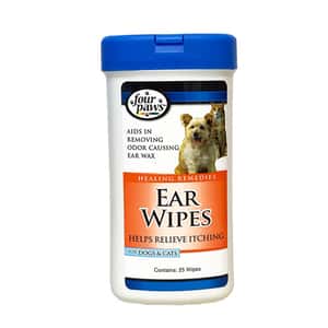 耳朵護理 清潔美容用品 Four Paws四爪 護理系列 潔耳紙巾 無酒精 25片 (F01770)