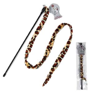柔軟豹紋布條帶鈴鐺逗貓棒 (圖片3)