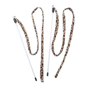 貓玩具推薦：柔軟豹紋布條帶鈴鐺逗貓棒