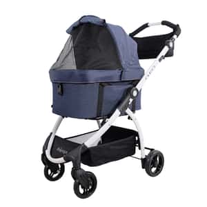 寵物車 IBIYAYA 寵物車 單寧瘋提籃式寵物推車 2.0進化版 深藍色 (IBI-FS2191-B)