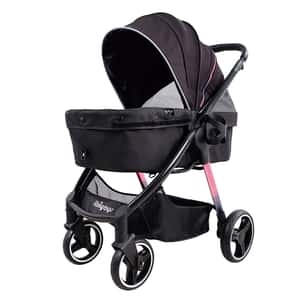 寵物車 IBIYAYA 寵物車 雙開敞篷寵物推車 黑色 (IBI-FS2102BK)