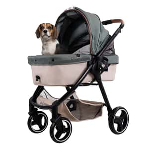 寵物車 IBIYAYA 寵物車 雙開敞篷寵物推車 綠色 (IBI-FS2102-GN)