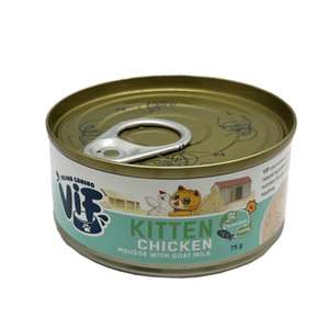 ViF 貓罐頭 貓濕糧推薦：ViF 貓罐頭 幼貓慕絲 雞肉配羊奶 75g (K2)