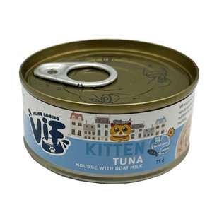 ViF 貓罐頭 貓濕糧推薦：ViF 貓罐頭 幼貓慕絲 吞拿魚配羊奶 75g (K1)