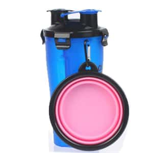 飲食用具 HYDRA便捷 狗狗外出便攜兩用水糧杯連折叠碗 (藍)