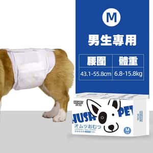 HUSHPET 狗尿墊 狗尿片 HUSHPET 男生狗狗專用 寵物尿墊狗尿墊狗尿片 紙尿褲紙尿片 藍 [腰圍43-56 M碼 12枚]