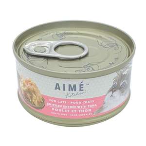 Aime Kitchen 貓罐頭 貓濕糧推薦：AIME Kitchen 貓罐頭 無穀物營養貓罐 啖啖肉補水系列 雞肉配吞拿魚配方 85g (TC85)