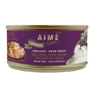 Aime Kitchen 貓罐頭 貓濕糧推薦：AIME Kitchen 貓罐頭 無穀物均衡貓罐 殿堂主食系列 滑雞蒸吞拿魚塊 75g (TCA75)