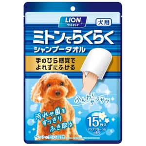 LION Pet 日本獅王LION Pet 輕鬆乾洗毛巾手套 花香味 犬用 15枚
