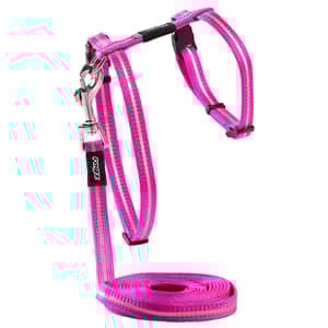 貓頸帶 貓頸圈 ROGZ ALLEYCAT 胸帶連拖繩 粉邊 (CLJ16-K)