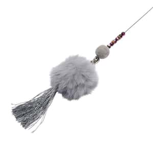 日本Rookcran 流鬚毛毛球逗貓棒 (灰色) (圖片3)