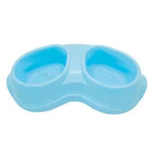 飲食用具 搗蛋鬼 塑膠孖盤寵物糧食碗 (藍) (貓犬用)