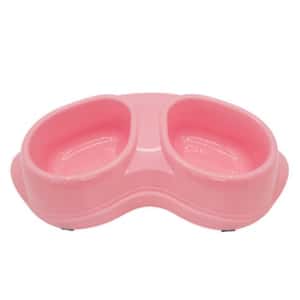 飲食用具 搗蛋鬼 塑膠孖盤寵物糧食碗 (粉紅) (貓犬用)