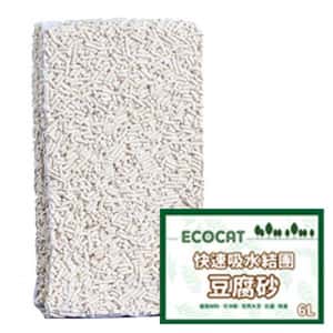 豆腐貓砂 ECOCAT快速吸水結團 豆腐貓砂 6L