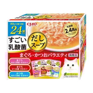 CIAO 貓罐頭 CIAO 貓濕糧 1000億個乳酸菌 金槍魚+鰹魚組合裝 40g 24袋入 (紅) (IC-493)