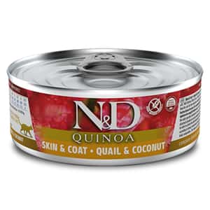 Farmina NandD 貓罐頭 Farmina N&D 貓罐頭 藜麥功能性貓主食罐 皮膚護理配方 鵪鶉椰子 80g (NDCW003)