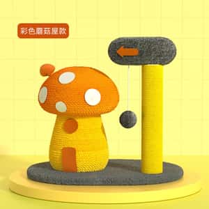 劍麻貓抓柱貓爬架 玩具嚴選 彩色/椰樹蘑菇屋 (款式/顏色隨機發貨) (圖片4)