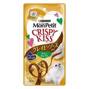 MonPetit 貓零食 寵物零食推薦：日本MonPetit Crispy Kiss 肉汁貓零食 貓脆餅 雞肉味 30g