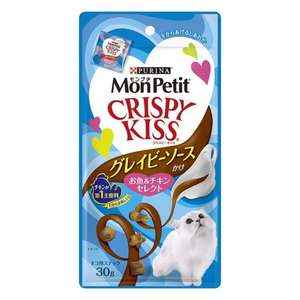 MonPetit 貓零食 寵物零食推薦：日本MonPetit Crispy Kiss 肉汁貓零食 貓脆餅 魚+雞肉味 30g