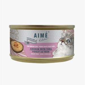 Aime Kitchen 貓罐頭 貓濕糧推薦：AIME Kitchen 貓罐頭 無穀物均衡貓罐 老貓專用 殿堂主食系列 雞肉煮吞拿魚 75g (TCT75-S)
